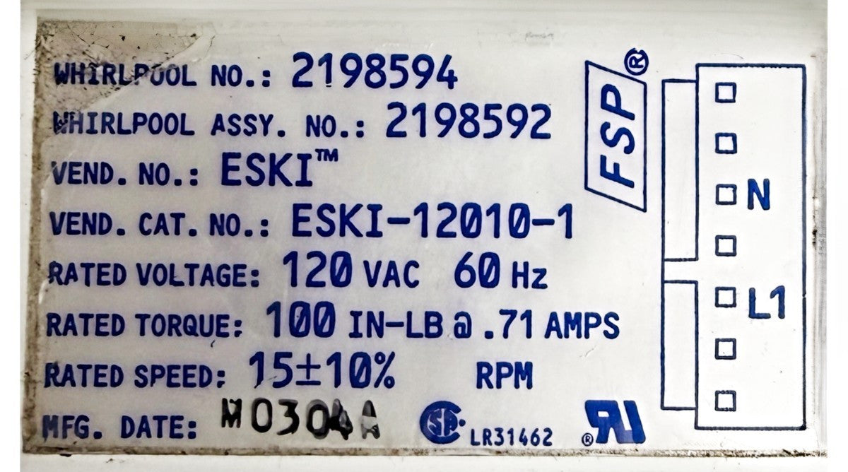 OEM Replacement for Whirlpool Fridge Motor-Ice Auger 2198594