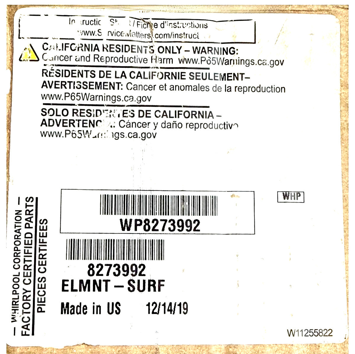 New OEM Replacement for LG Oven Surface Element 8273992 1- Year