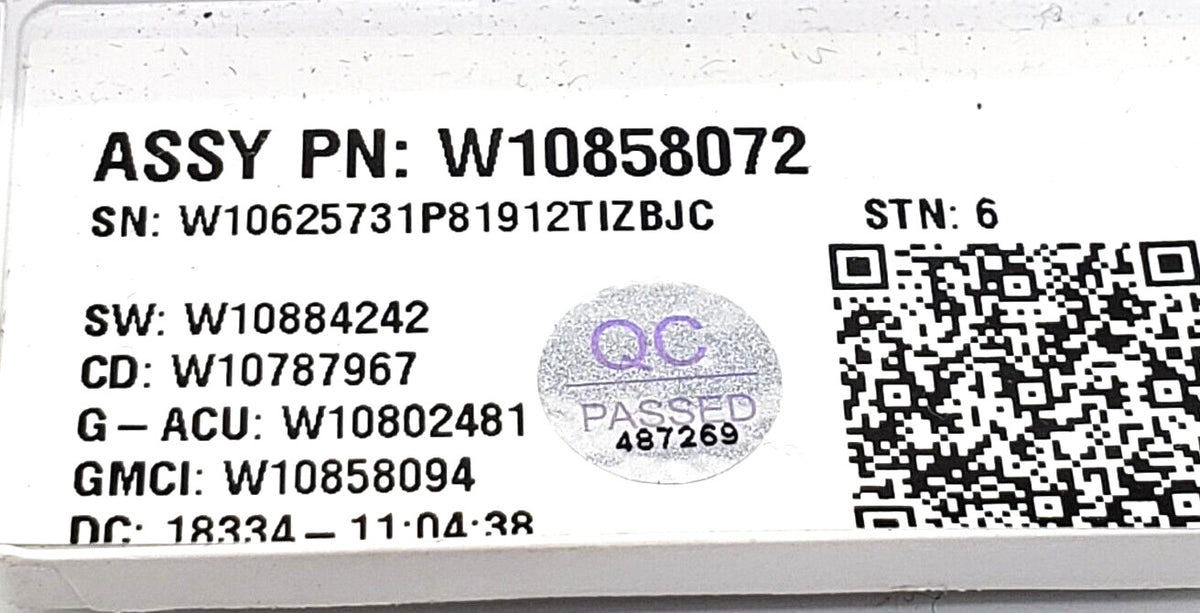 OEM Replacement for Whirlpool Washer Control W10858072
