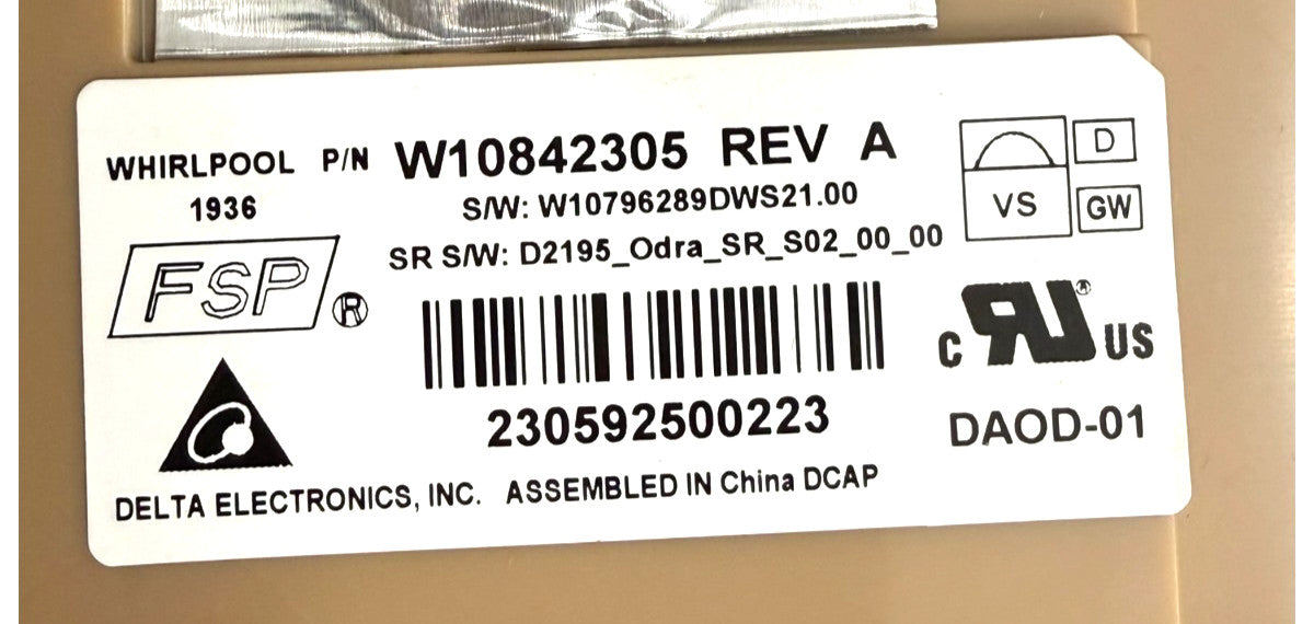 New Replacement for Whirlpool Dishwasher Control W10842305