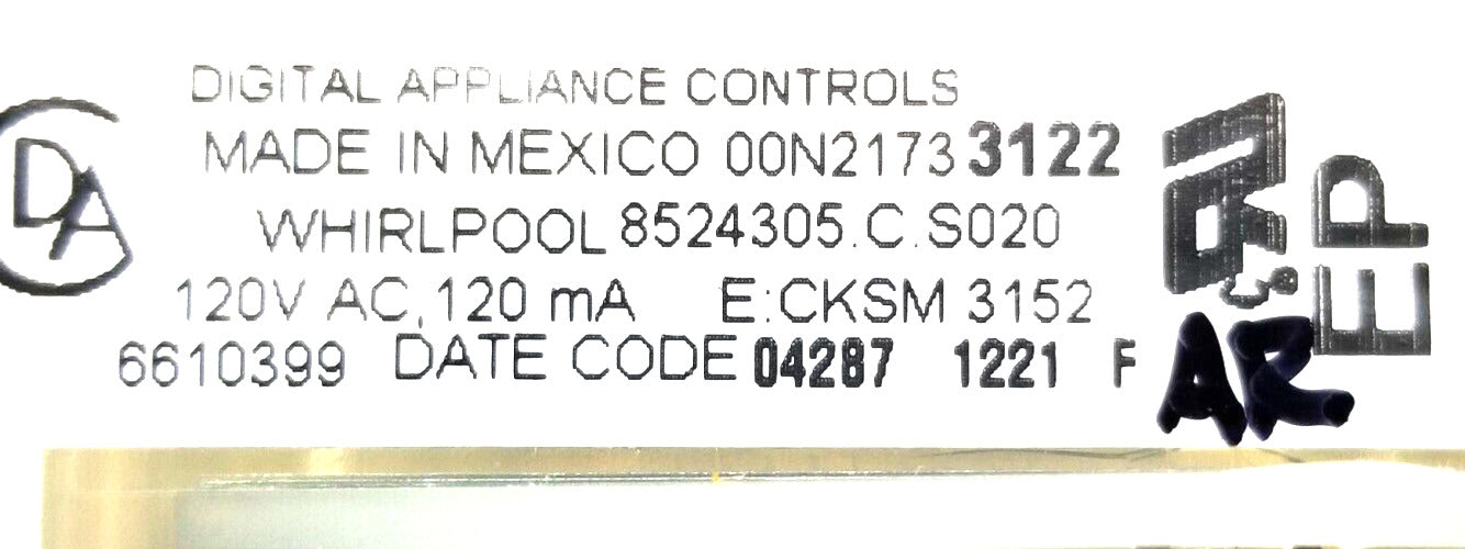 OEM Replacement for Whirlpool Range Control 8524305