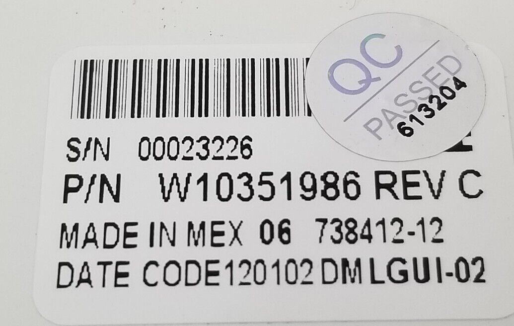 Genuine OEM Replacement for Kenmore Washer Interface W10351986