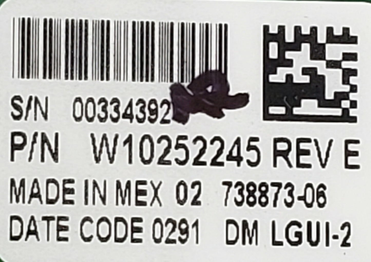 Replacement for Whirlpool Dryer Control W10252245