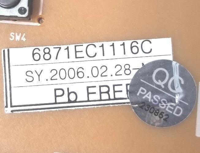 Genuine OEM Replacement for LG Washer Control Board 6871EC1116C