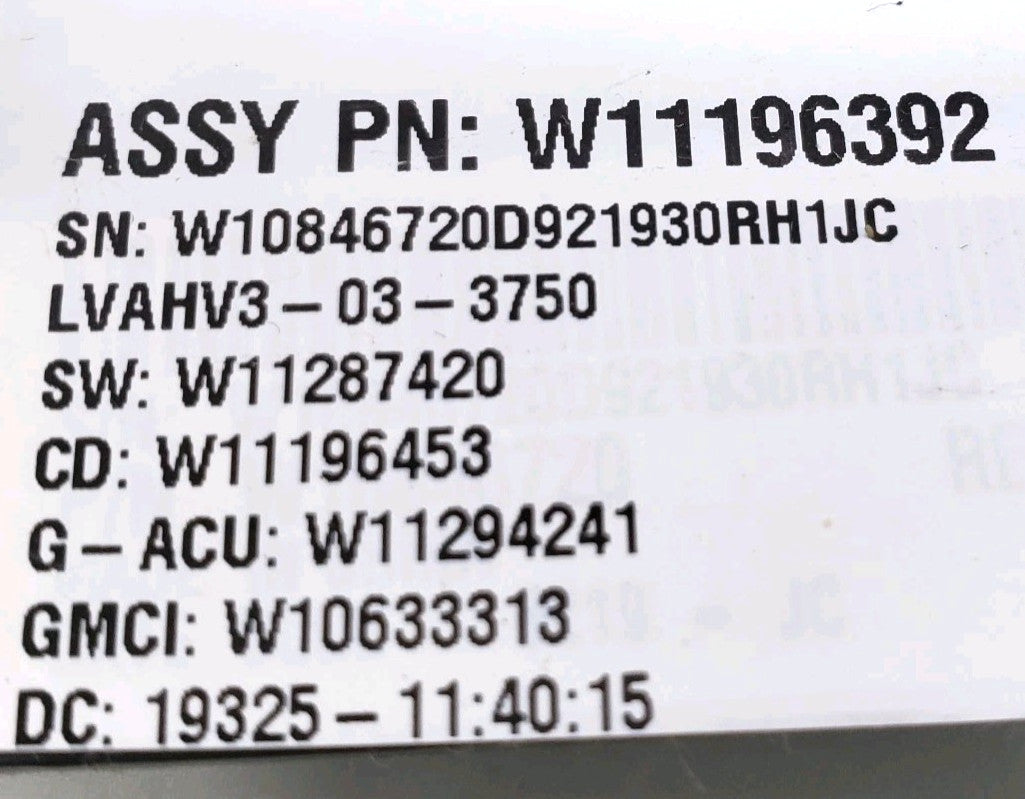 OEM Replacement for Whirlpool Washer Control Board W11196392