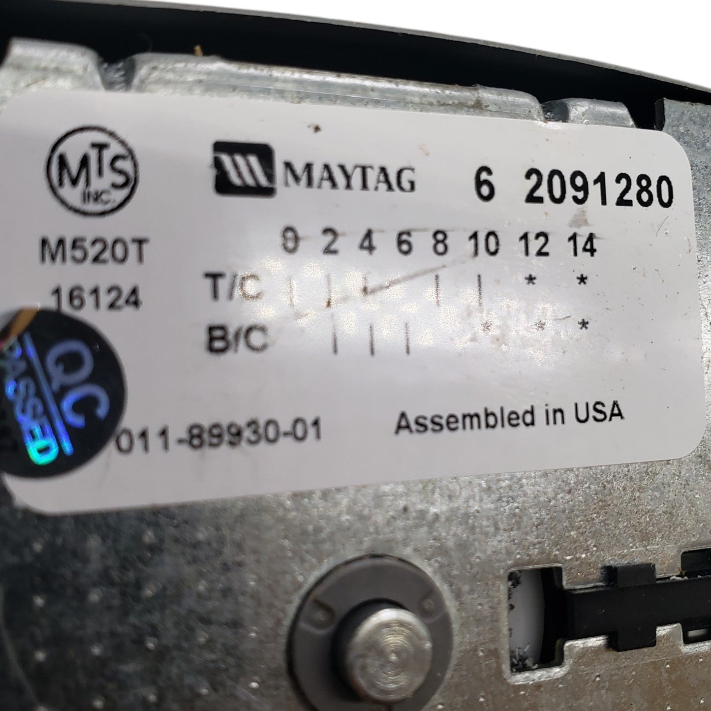 OEM Replacement for Maytag Washer Timer 62091280