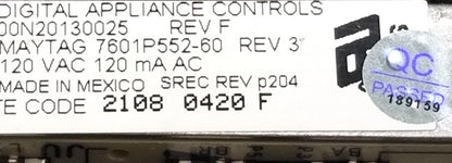 OEM Replacement for Whirlpool Range Control 7601P552-60