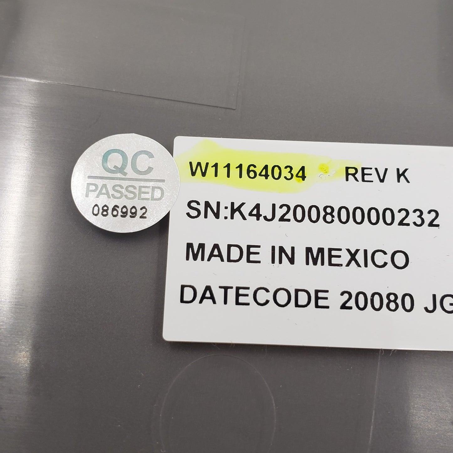 OEM Replacement for Whirlpool Dryer Control Panel W11164034