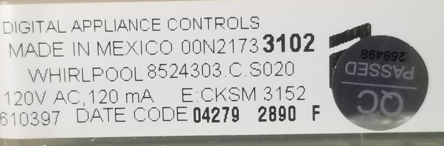 OEM Replacement for Whirlpool Range Control 8524303