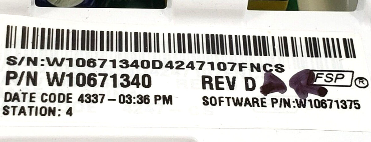 Genuine OEM Replacement for Whirlpool Washer Control W10671340