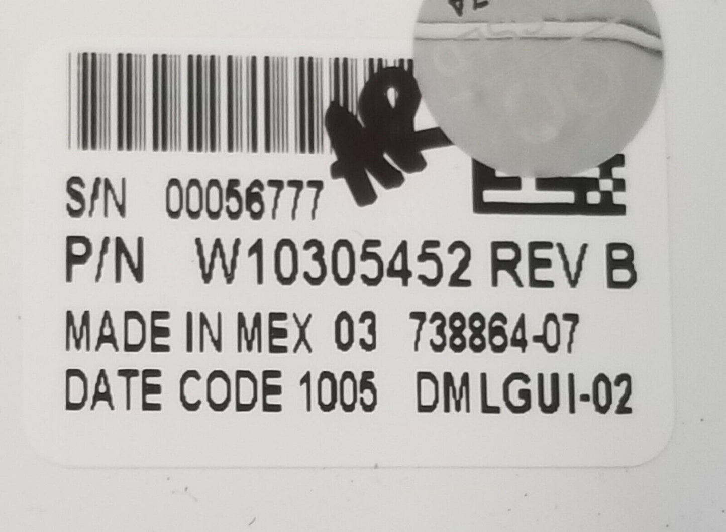 Genuine Replacement for Maytag Washer Control W10305452