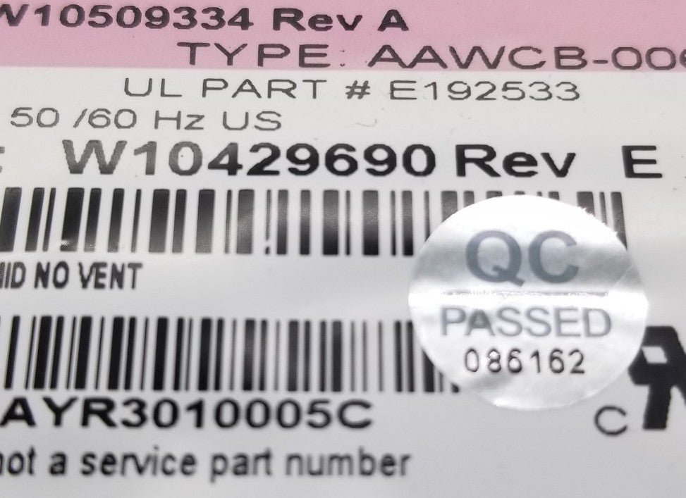 OEM Replacement for Whirlpool Washer Control W10429690