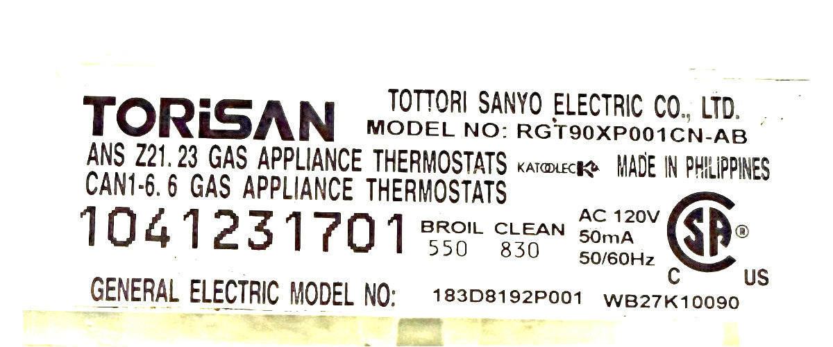 OEM Replacement for GE Range Control 164D3143G004