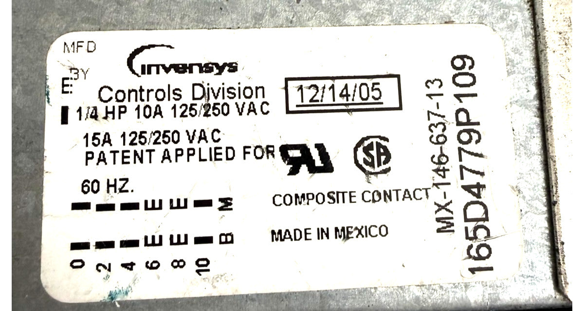 OEM Replacement for GE Dishwasher Timer 165D4779P109