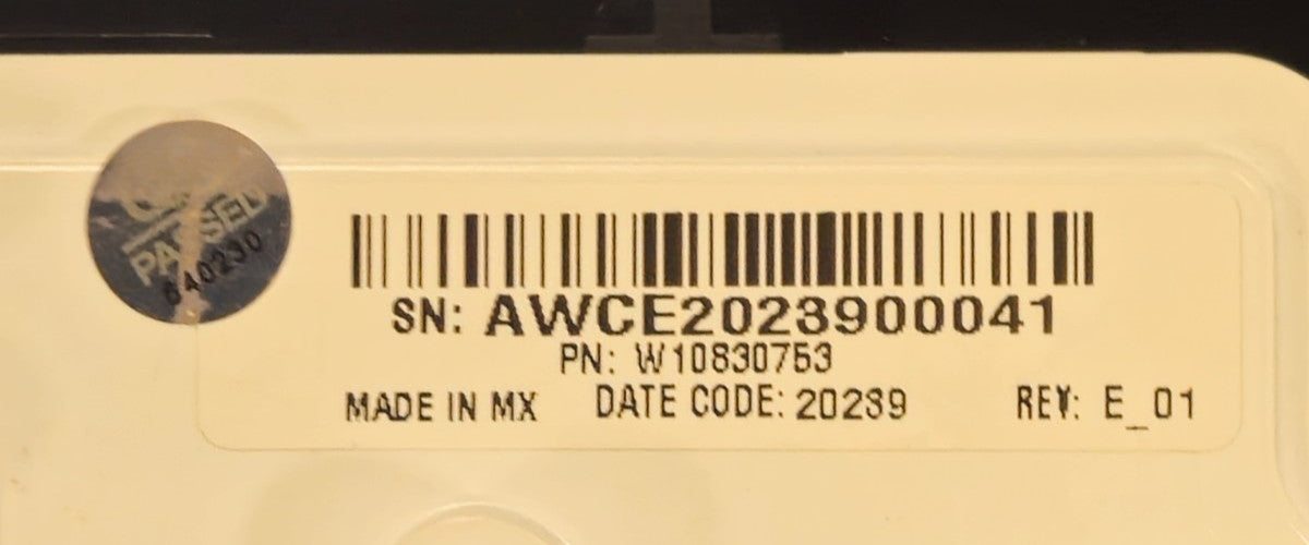OEM Replacement for Maytag Washer Control Panel W10830753