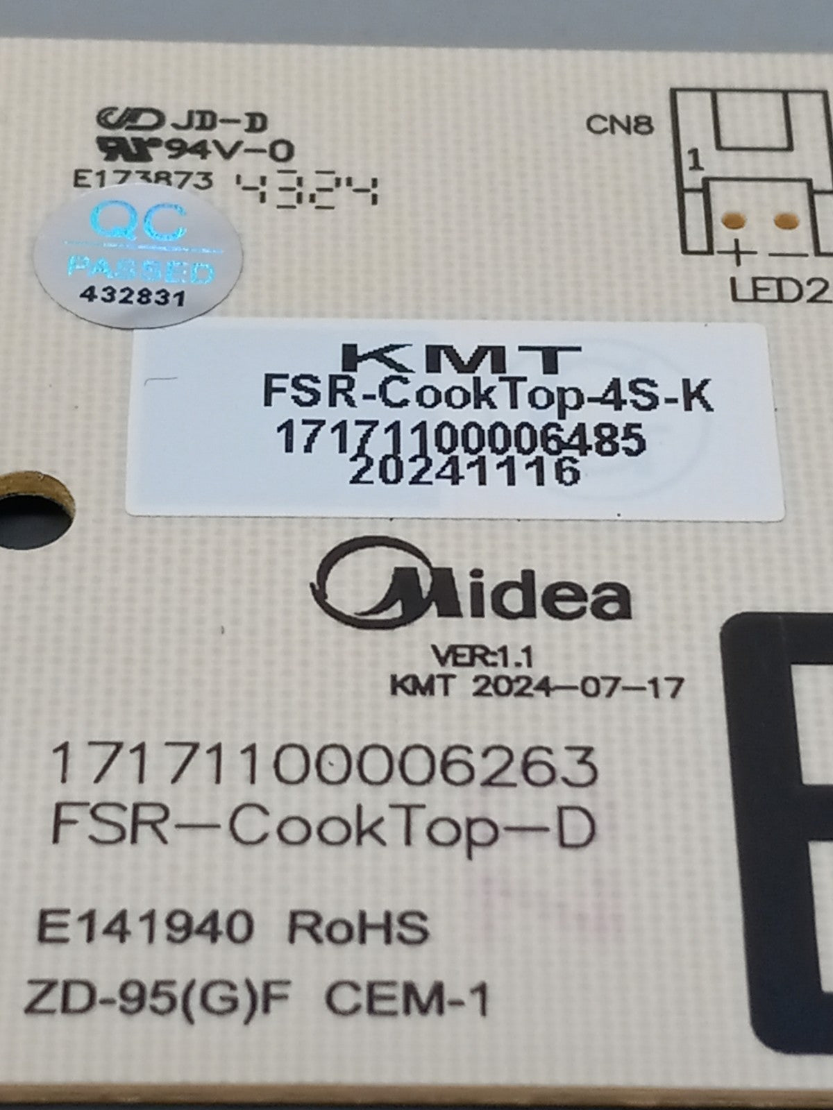 New OEM Replacement for Midea Range Knob Controls 17171100006485