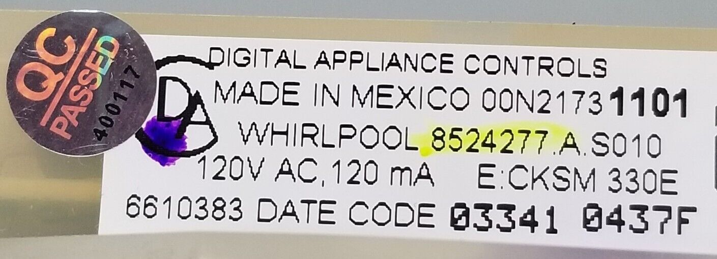 OEM Replacement for Whirlpool Range Control 8524277