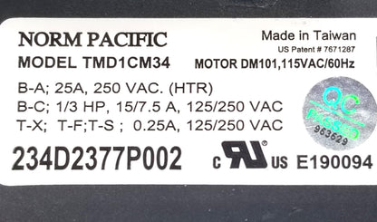 OEM Replacement for GE Dryer Timer 234D2377P002