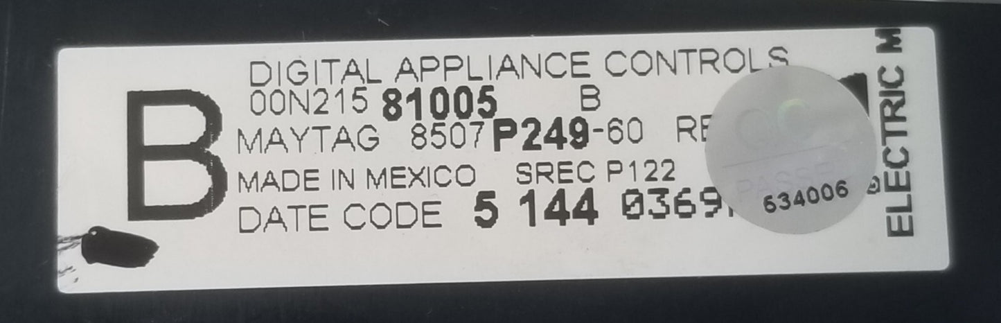 Genuine OEM Replacement for Whirlpool Range Control 8507P249-60