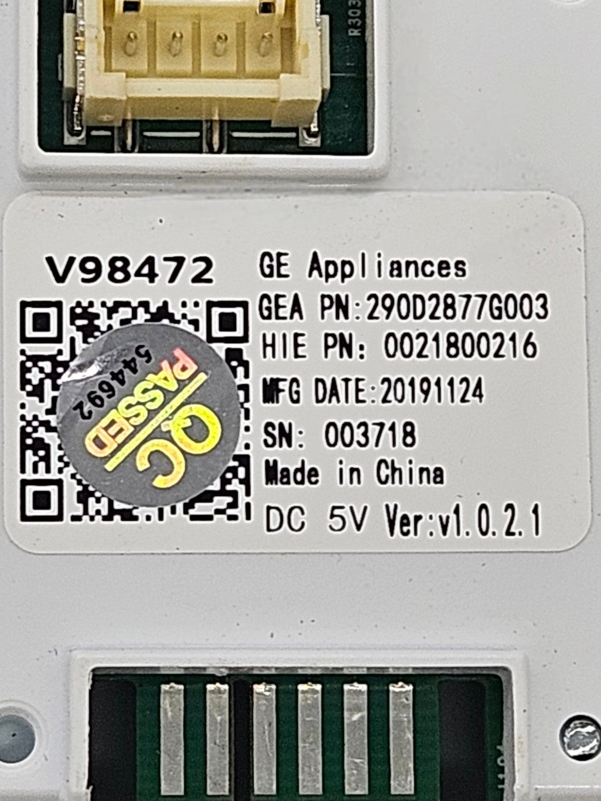 OEM Replacement for GE Washer Accelerometer Control 290D2877G003