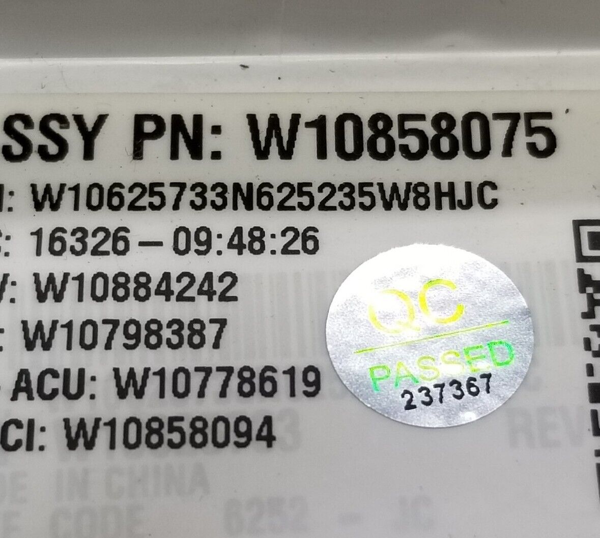 OEM Replacement for Whirlpool Washer Control W10858075