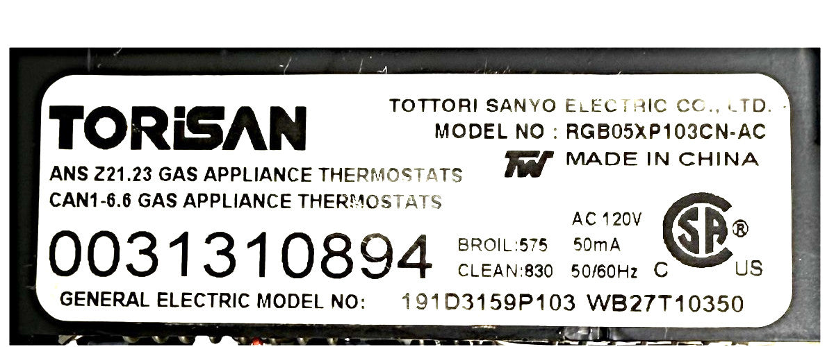 OEM Replacement for GE Range Control WB27T10350