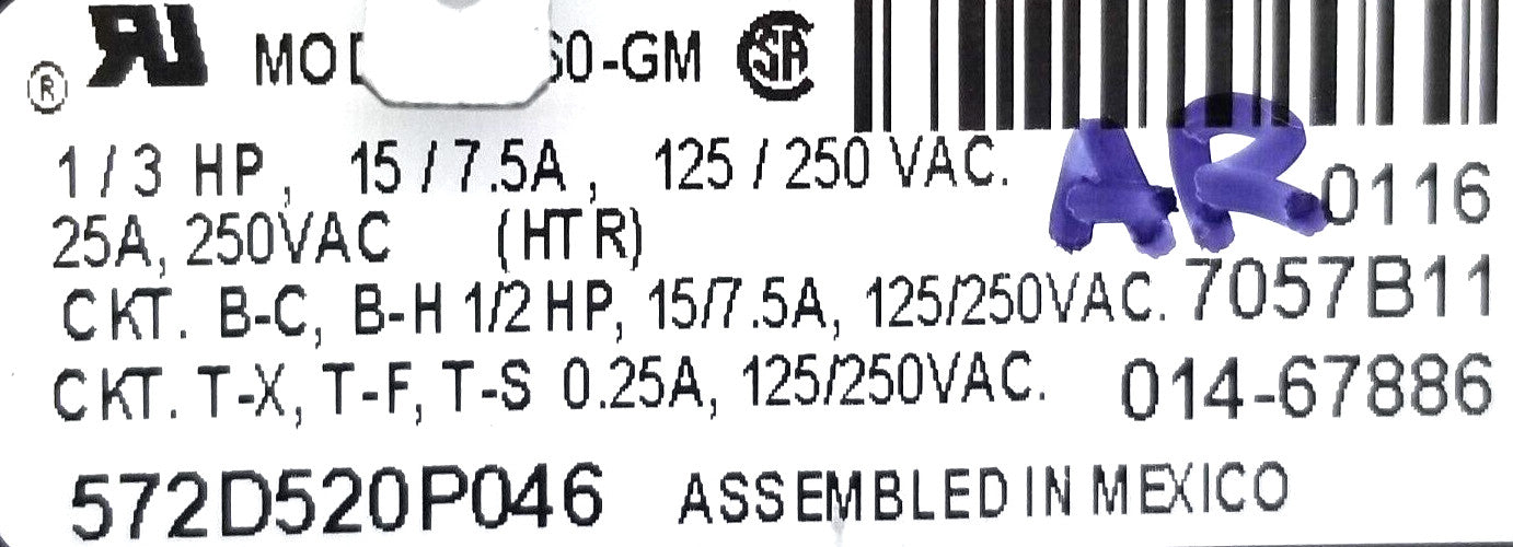 OEM Replacement for GE Dryer Timer 572D520P046   ~ ~