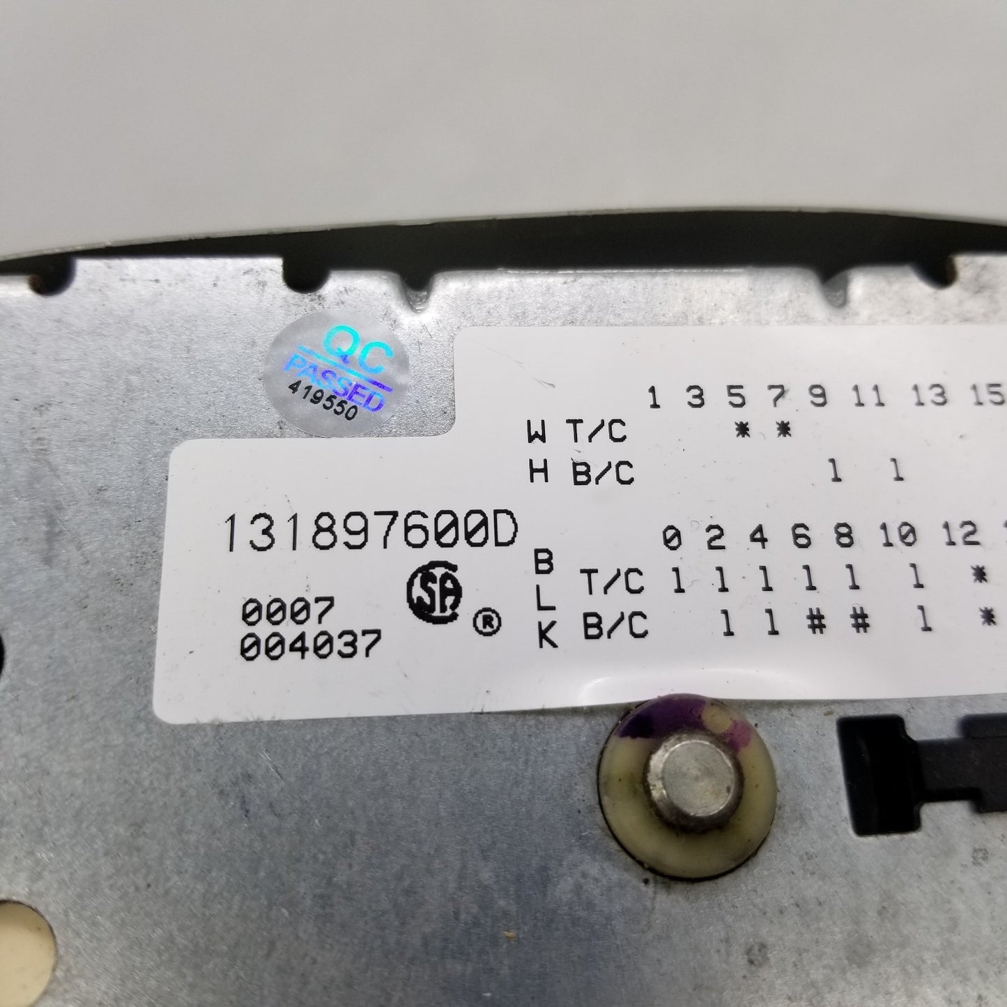 OEM Replacement for Frigidaire Washer Timer 131897600D